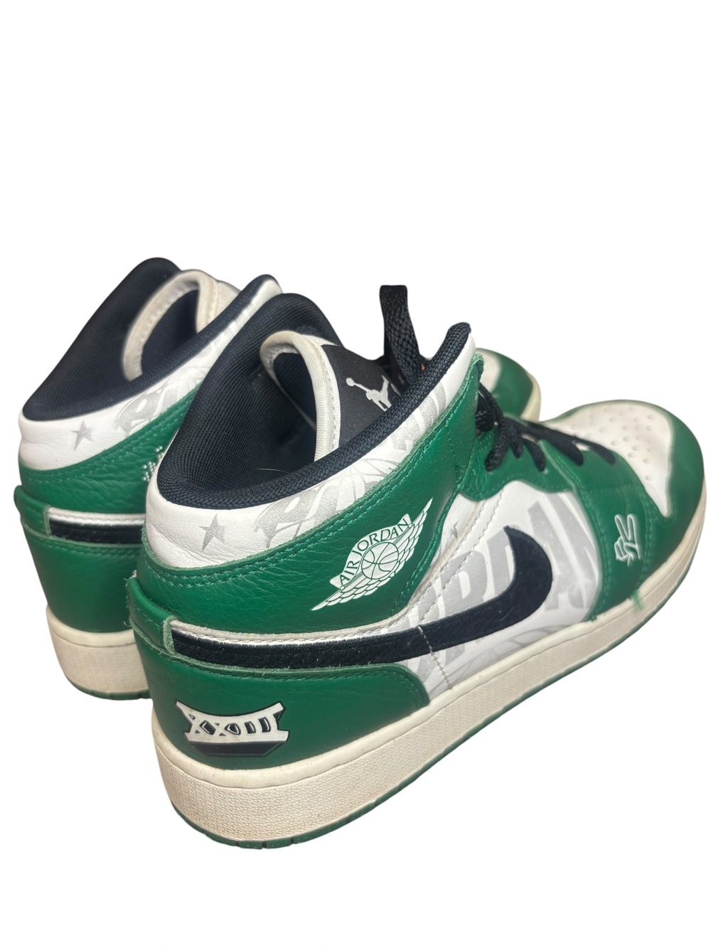 Nike Air Jordan 1 Mid SE Overbranded Pine Green White Black 7Y